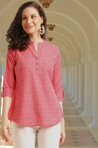 culturesoul women pink short kurti