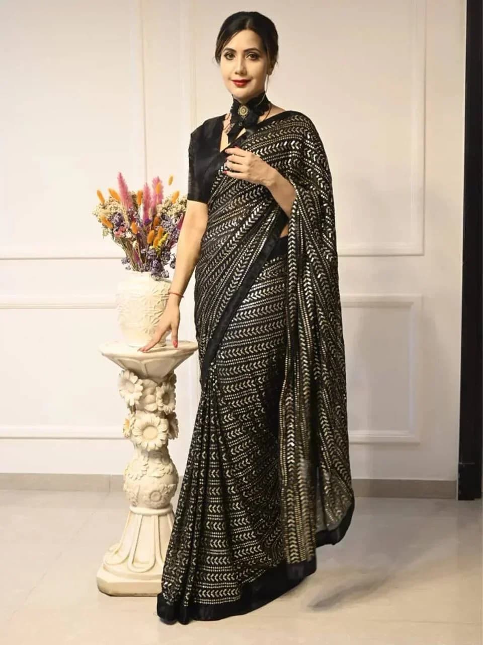 party wear look designer saree with beautiful floral print