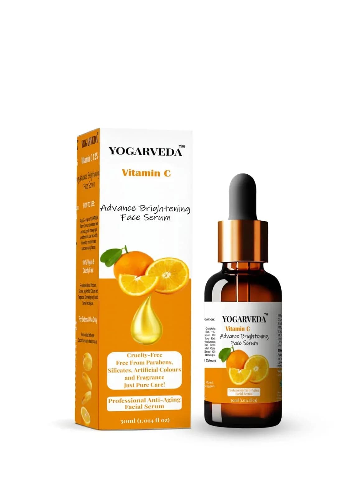 yogarveda™ vitamin c advance brightening face serum | anti-aging, dark spot removal | 30ml