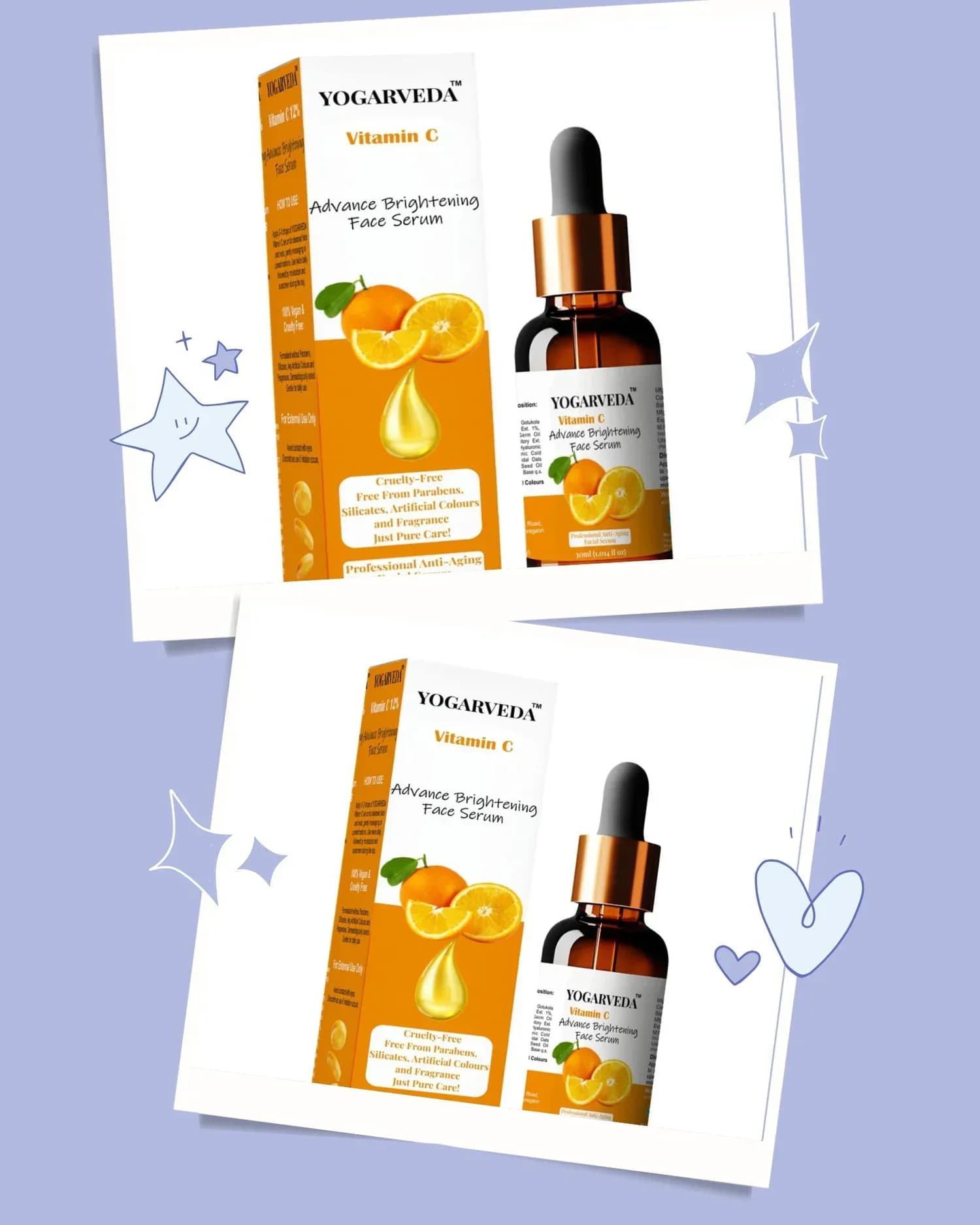 yogarveda™ vitamin c advance brightening face serum | anti-aging, dark spot removal | 30ml pack of 2